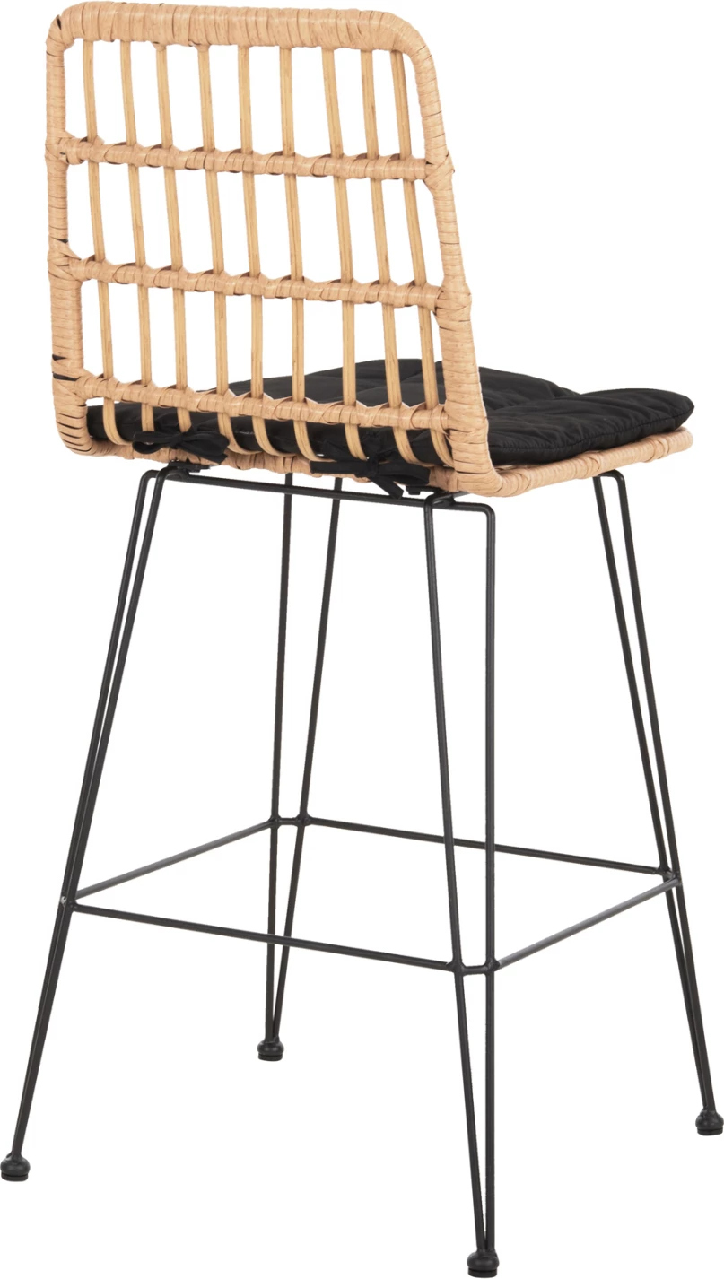 Barski stol srednje višine ALLEGRA FH5643.11 kovina in blazina črna-pletena bež 50x55x103H cm