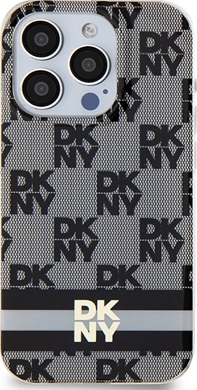 Ovitek DKNY IML z vzorcem karo in potiskanimi črtami MagSafe za iPhone 13 Pro Max, črn