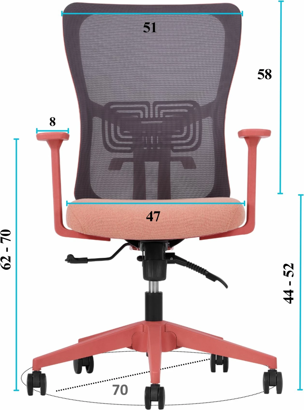 Set pisarniških stolov (2 kosa) Skye Decor, ledvena opora 108, barva losos
