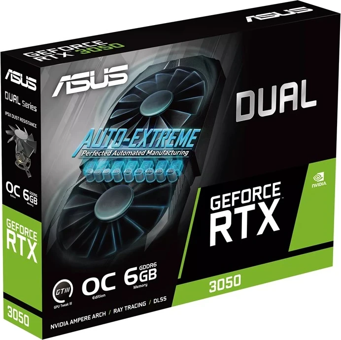 Grafična kartica ASUS Dual RTX3050-O6G, NVIDIA GeForce RTX 3050, 6 GB GDDR6