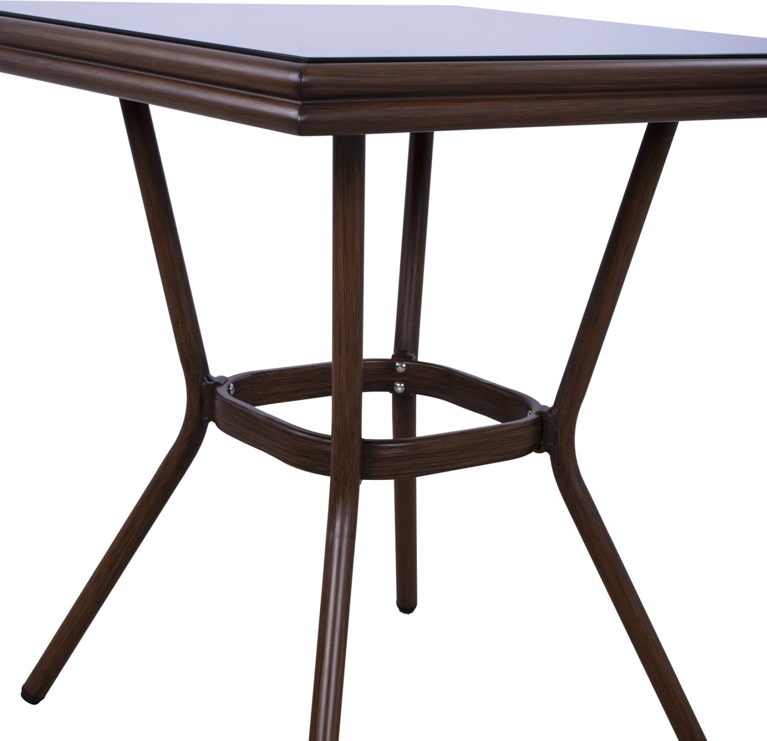 Aluminijasta miza 70X70X76 videz bambusa FH5568.03 rjava s steklom