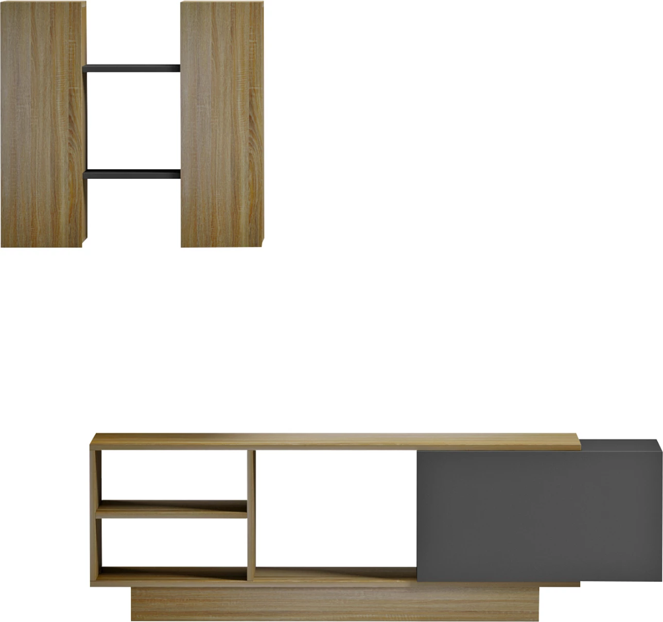 Komplet pohištva za TV TYSON FH18081 melamin v sonoma-sivi barvi 140x31.5x43.5H cm