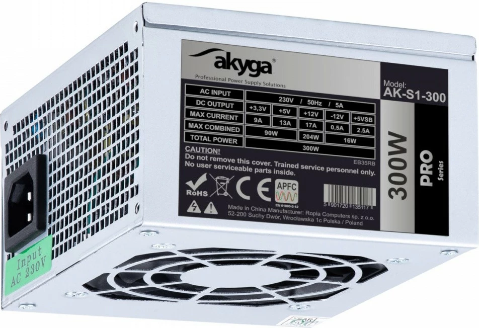 SFX napajalnik AKYGA AK-S1-300, 300W, siv
