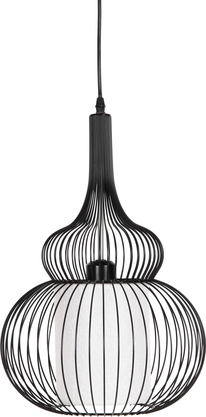 Stropna viseča svetilka FH4185 črna kovina-bela tkanina Φ30x115H cm