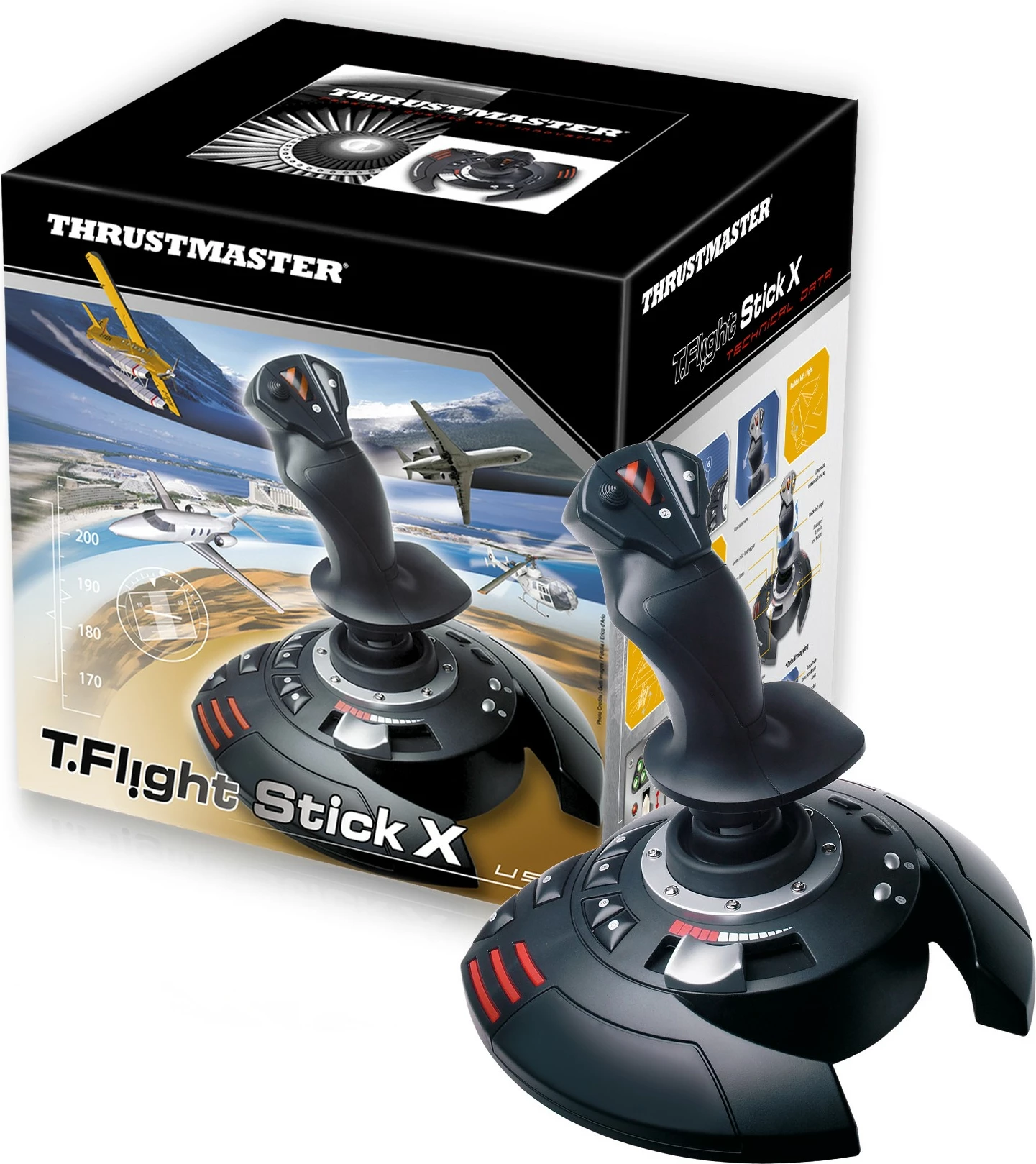 Joystick T.Flight Stick X, 12 gumbov, USB, črn/rdeč/srebrn