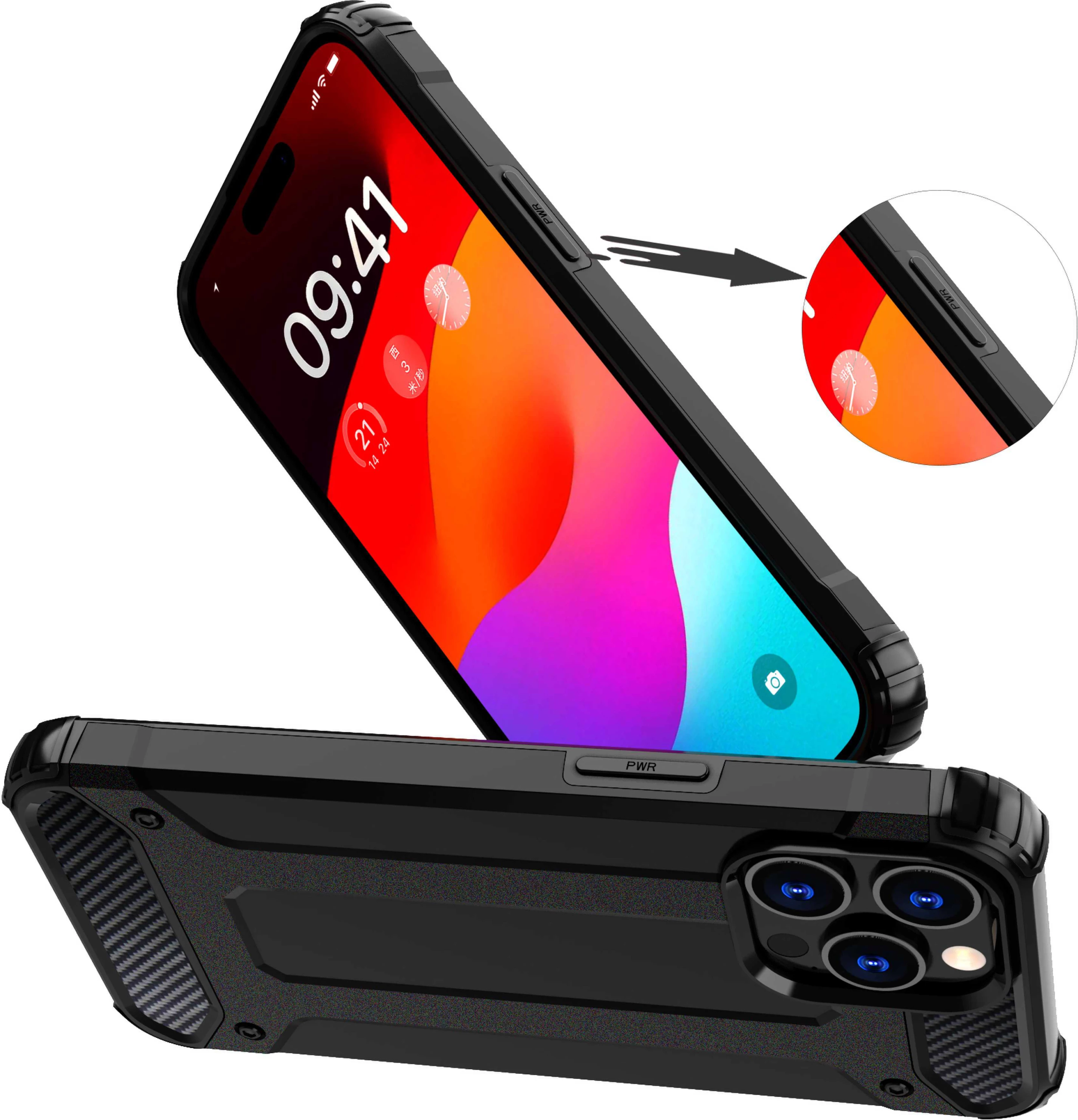 Hibridni ovitek za telefon Hurtel Hybrid Armor za iPhone 15 Pro, črn