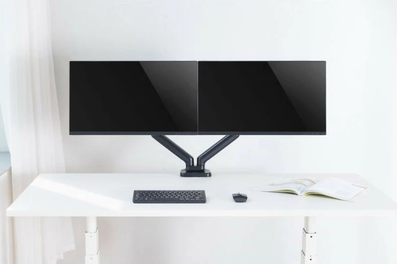 Namizni nosilec za dva monitorja Techly ICA-LCD 462B, 17–32 palcev, 9 kg, črn