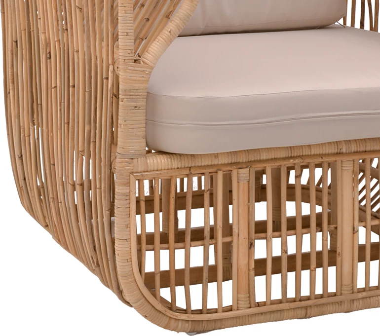 Fotelja iz rattan-a Fajole, naravna/bež, 86x86x66 cm