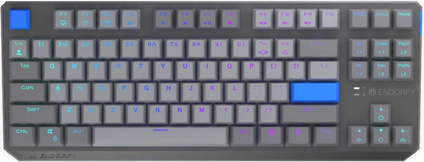 Mehanska brezžična tipkovnica Endorfy Thock V2 TKL, RGB, 87 tipk, siva