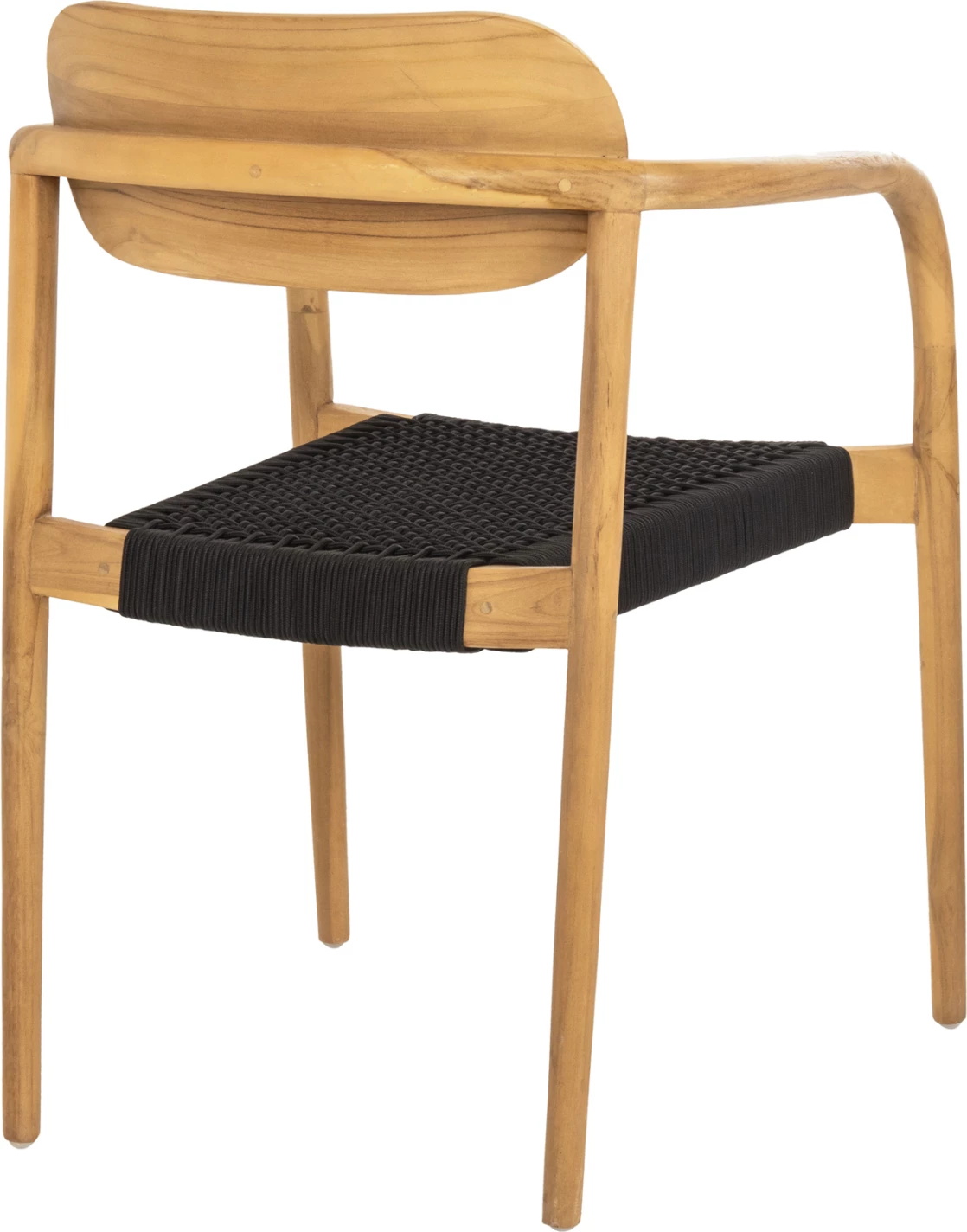 Fotelj OSLO iz tikovine v naravni barvi in črni vrvi 55x54x80Hcm