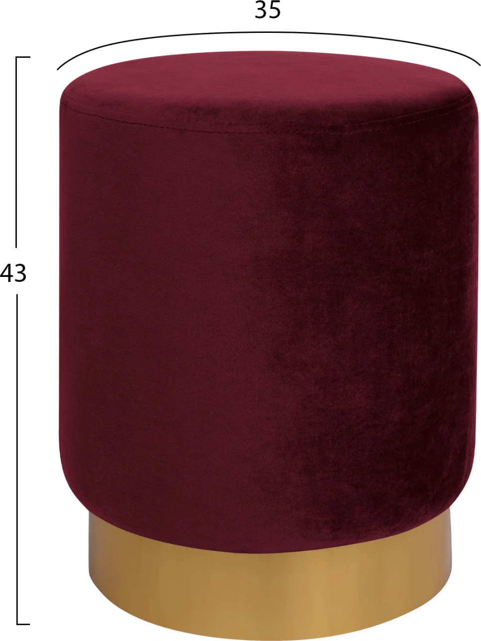 Barski stol bordeaux, zlato podnožje, D35x43 cm LEVY FH8408.06