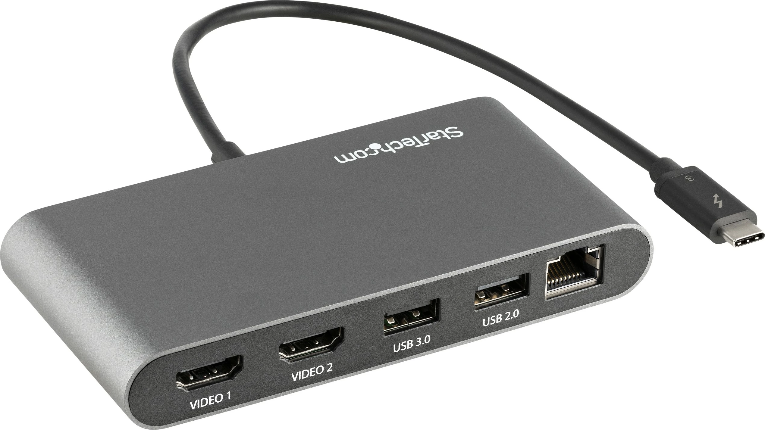 Mini priključna postaja Thunderbolt 3 StarTech, 2x HDMI, 1x LAN, 1x USB 3.0, 1x USB 2.0, siva