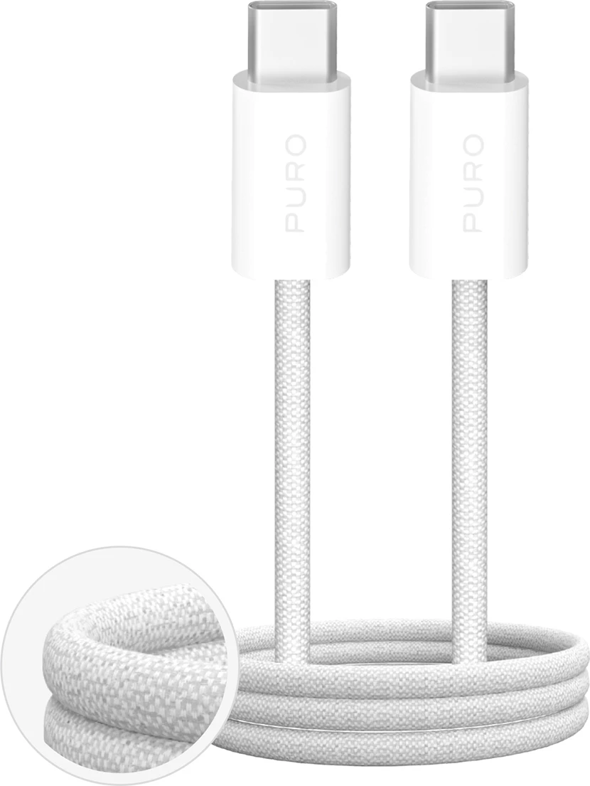 USB-C na USB-C kabel, 1 m, 100 W, bel, Puro Fabrik 4