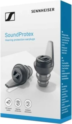 Zaščitne čepke za ušesa z zamenljivimi akustičnimi filtri, Sennheiser SoundProtex, 3 filtri, siva, s škatlo