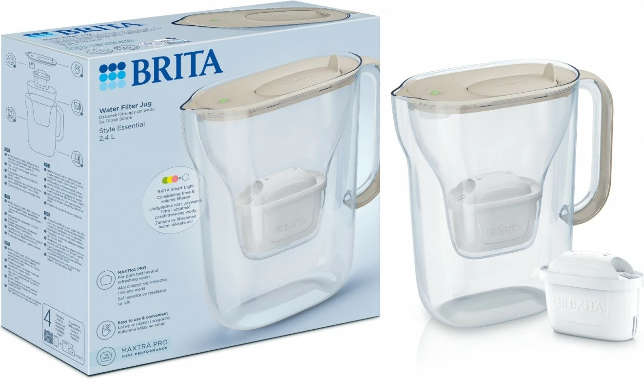 Filtrirni vrč 2,4 L, peščeno bež, Brita Style Essential z filtrom MAXTRA PRO