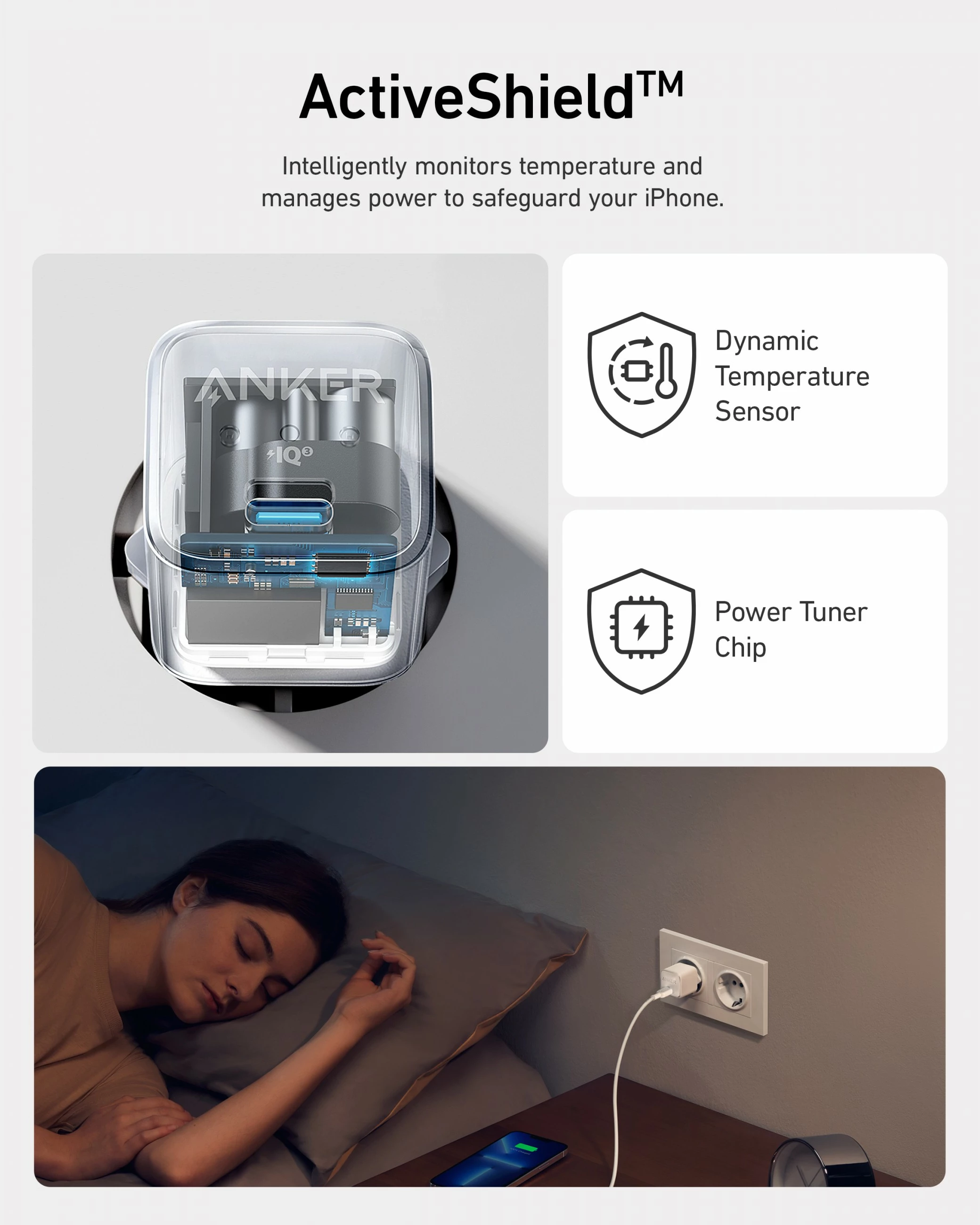 Polnilec 20 W Anker 511 Nano Pro, USB, bel