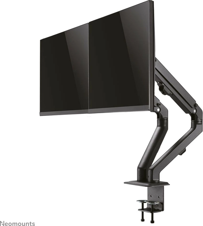 Nosilec za dva monitorja Neomounts FPMA-D650DBLACK, 17–27 palcev, nastavljiva višina z gas spring, črn