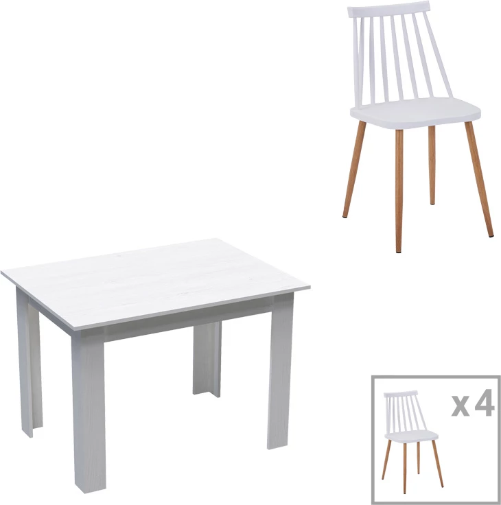 Jedilni set, 5-delni, Manka-Aurora I, bel, 110x80x77 cm