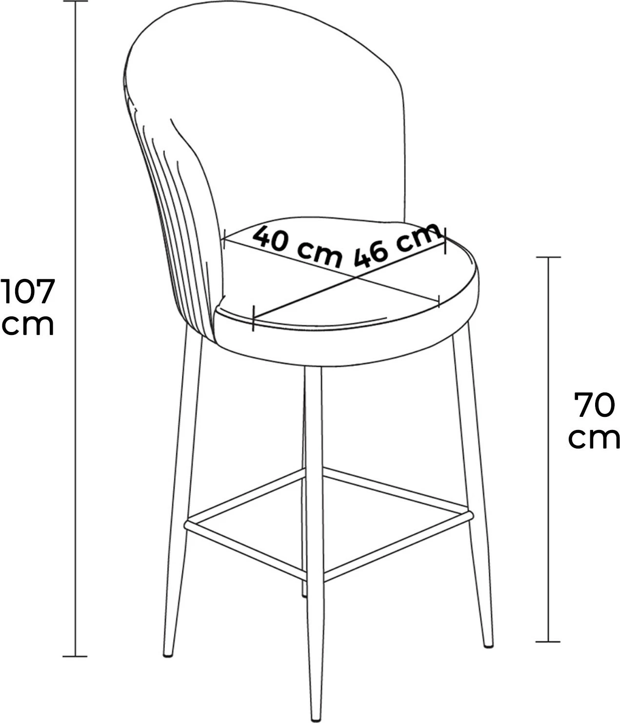 Set barskih stolov (6 kosov), Hanah Home Fora, kremno-bela