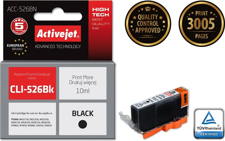Zamenjalni toner za Canon Activejet ACC-526BN, 10 ml, črn