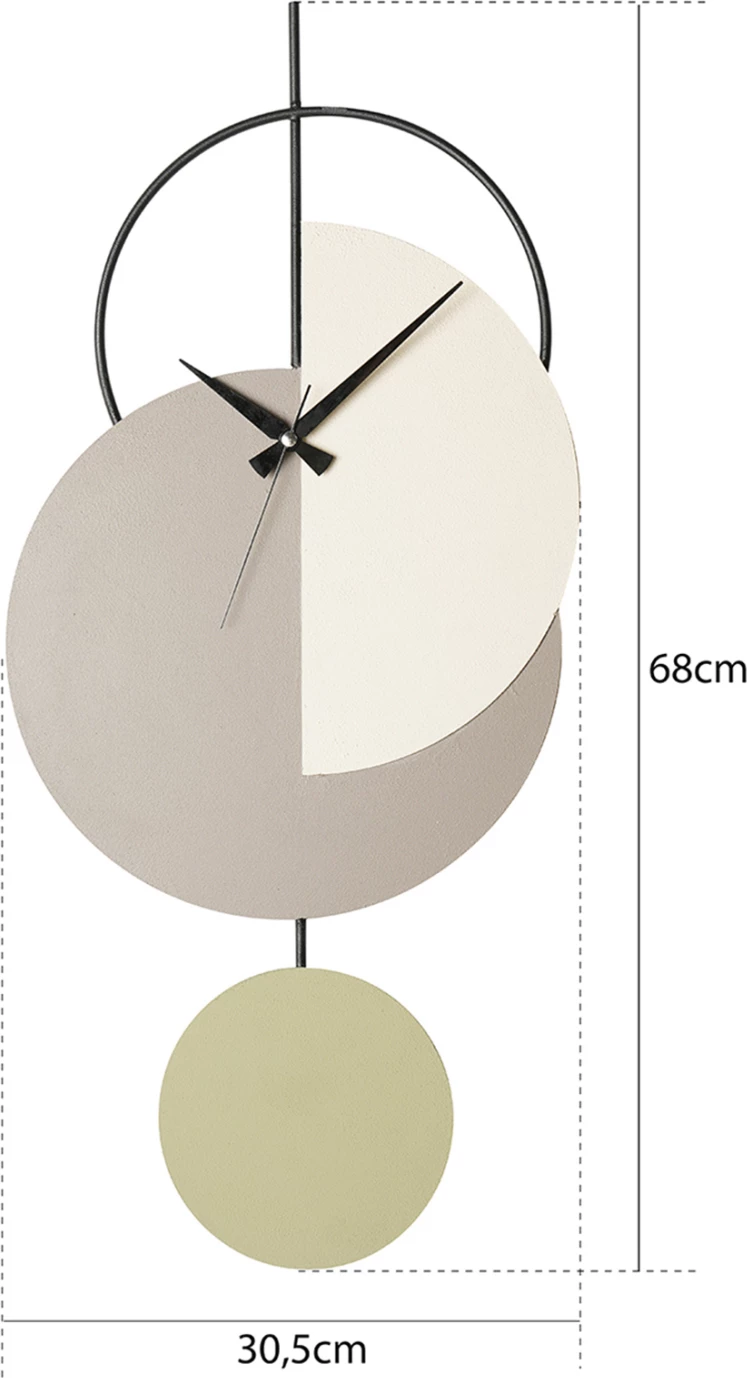 Stenska ura FH4332 kovinska v sivi, svetlo zeleni in beli barvi 30,5x68H cm