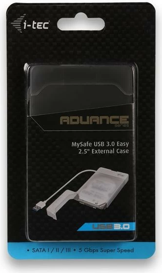 Zunanje računalniško ohišje za HDD/SSD 2,5'', i-tec MySafe USB 3.0 Easy, črno