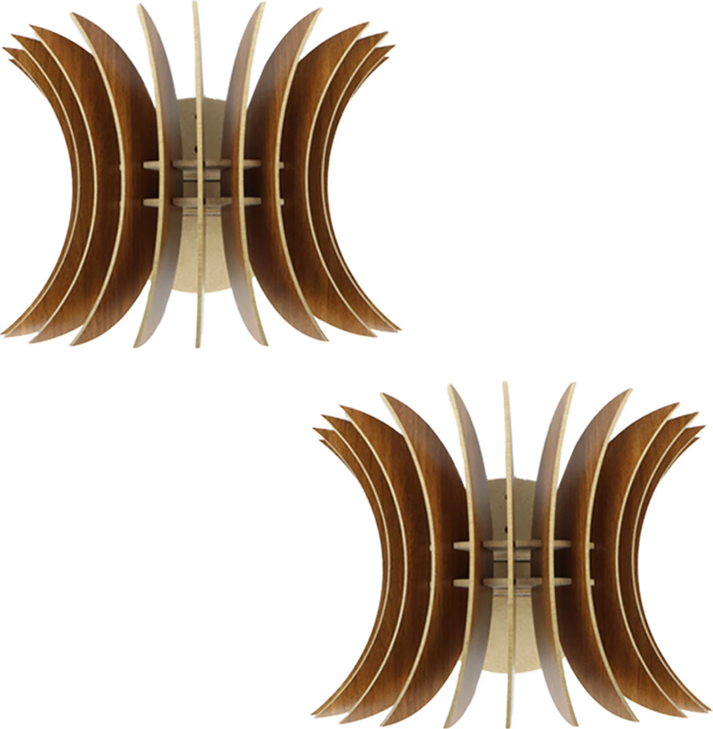 Komplet stenskih svetilk 2 kos lesene iz MDF oreh FH7380.02 28x20x20 cm