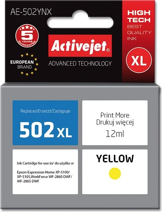 Nadomestna rumena kartuša Activejet AE-502YNX, 12 ml, za Epson 502XL W44010E