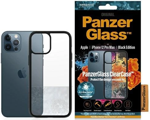 Prozoren zaščitni ovitek ClearCase, PanzerGlass za iPhone 12 Pro Max, črn okvir