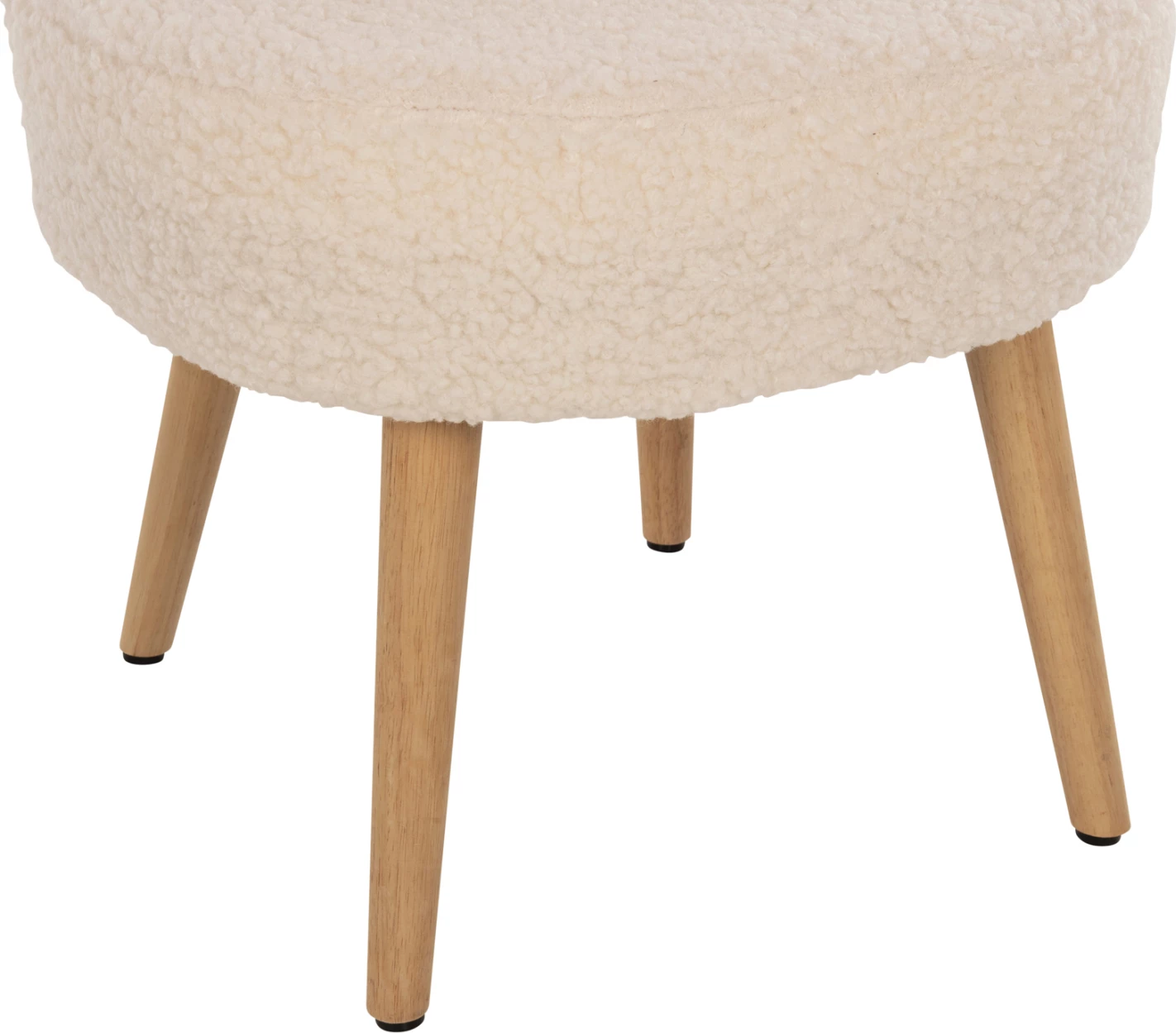 Stol YASMINE FH8395.23 nizek naslon - tkanina boucle v beli barvi - lesene noge 47x46x64,5H cm