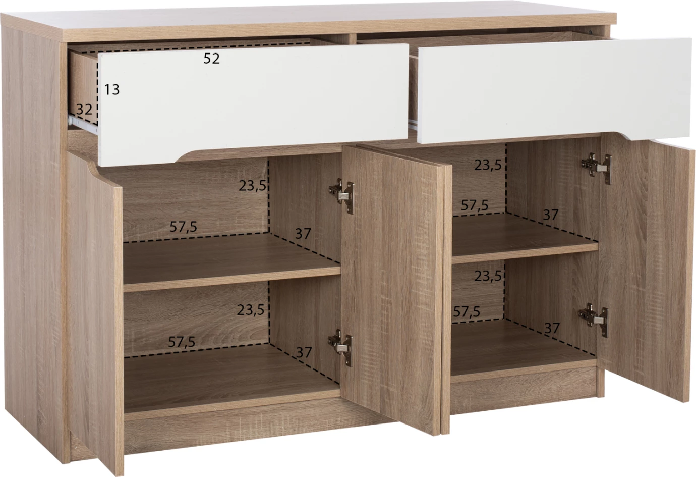 Bife FH2234.02 2 predala & 4 vrata Sonama 120x40x80cm