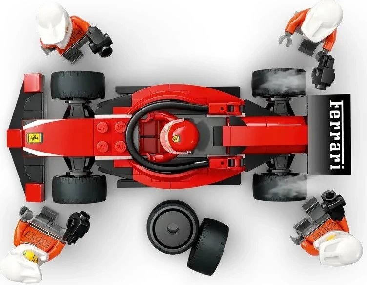 Set za dirke LEGO City, Pit Stop & ekipa za postanek z dirkalnikom Ferrari, rdeč – 60443