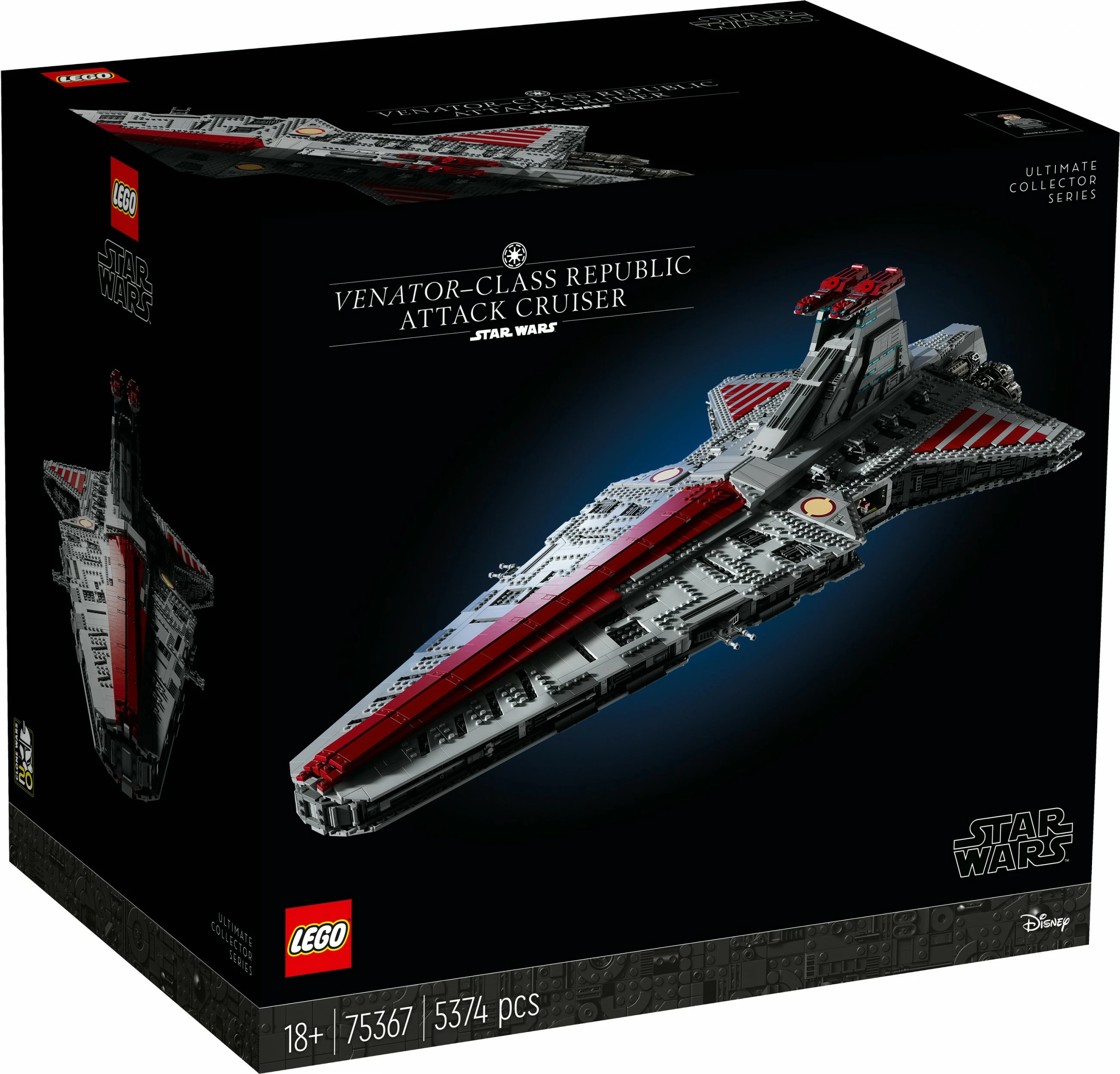 Velik, podroben model Venator-Class Republic Attack Cruiser LEGO Star Wars, 5.374 delov, večbarven