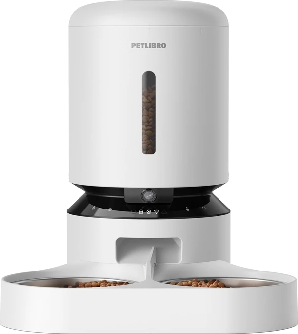 Samodejni razdeljevalnik hrane s kamero Petlibro Granary PL-AF203-36W, 5 L, bel, z dvema skledama