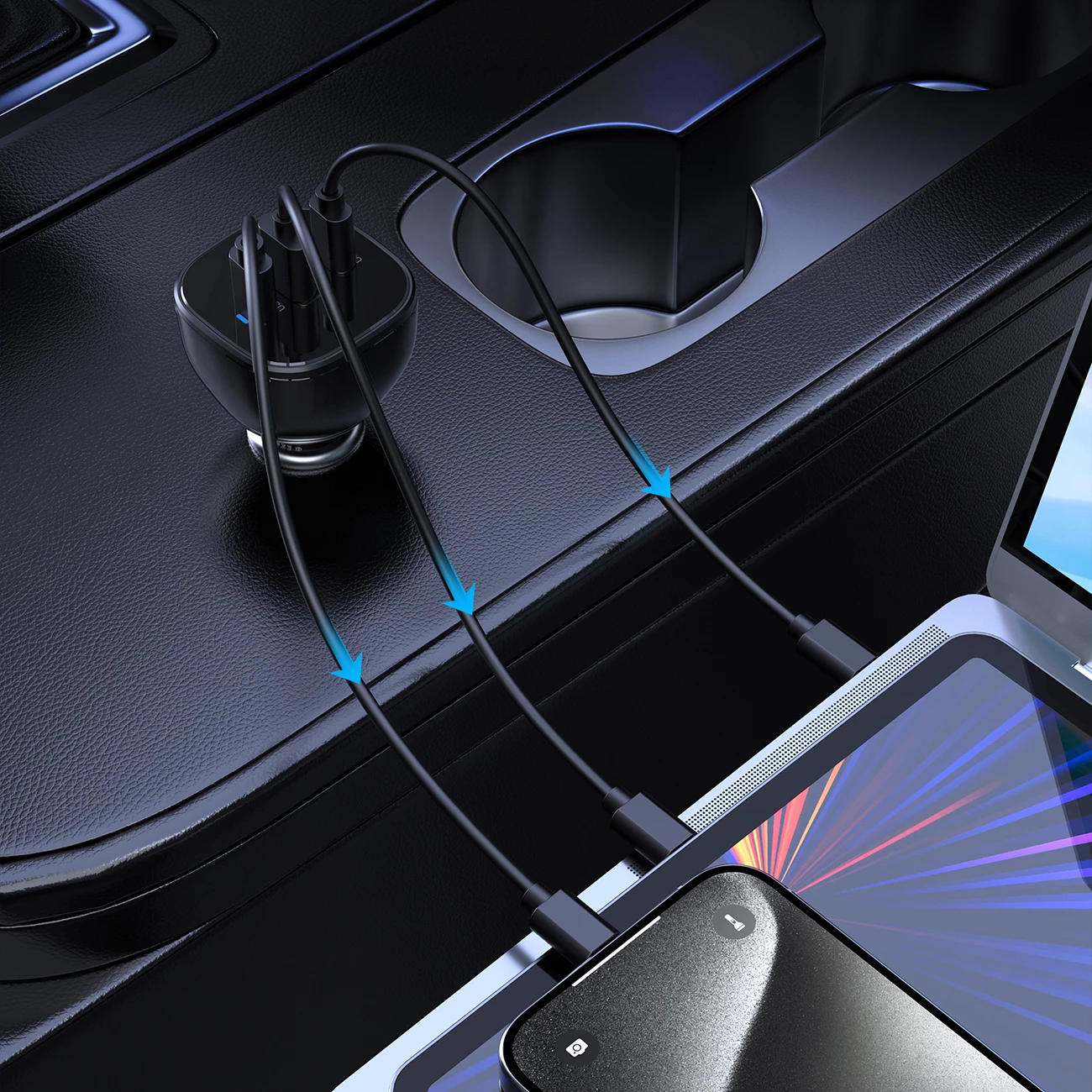 Avtomobilski polnilec Choetech TC0024, 160 W, 2× USB‑C PD 3.1, 1× USB‑A, črn