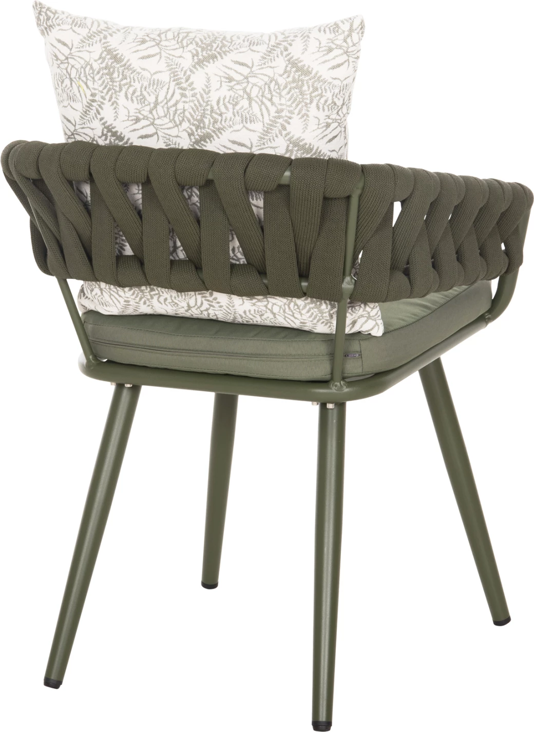 Aluminijasti naslanjač CAMDEN FH6141.09 z blazino z vzorcem - temno olivna 56x60x72-87Hcm