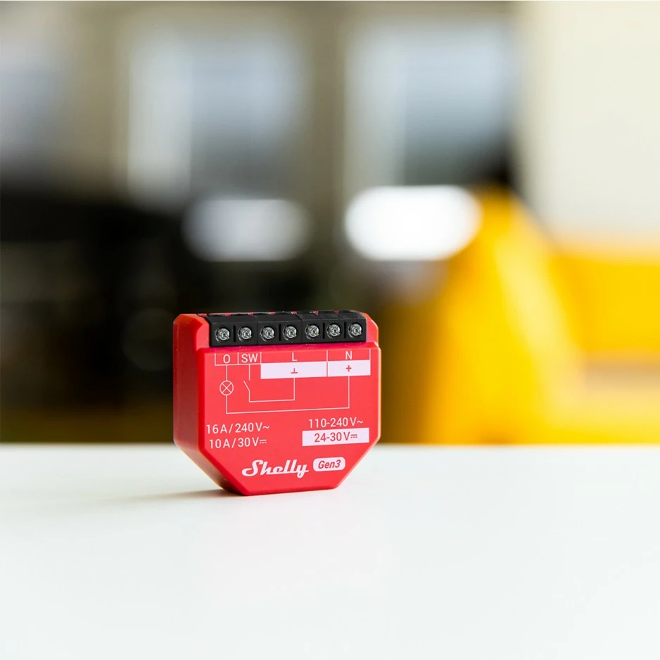 Pametno stikalo Shelly 1PM Gen3, brezžično, plastično, 30 m, 50 m, rdeče