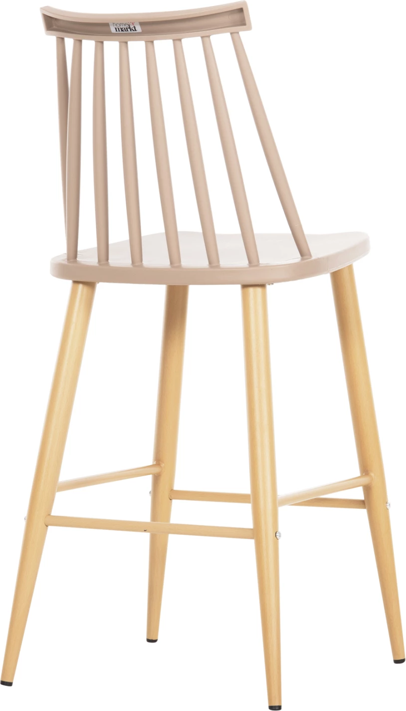 Barski stol srednje višine VANESSA FH9300.25 kapučino PP & kovinske noge v barvi lesa 45,5x46x97Hcm, set 2 kosov