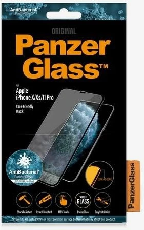 Zaščitno steklo E2E Super+ PanzerGlass za iPhone X/XS/11 Pro, s črnim okvirjem