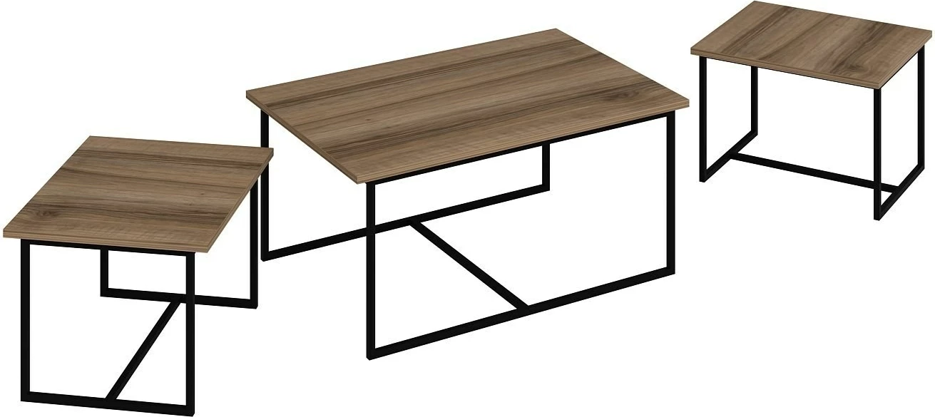 Set prekrivajočih miz Levada, Hanah Home, rjave barve, 3 kosi