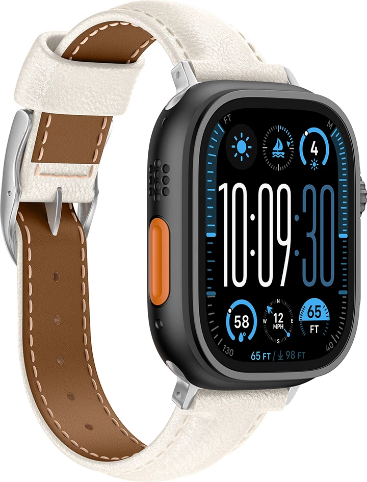 Usnjen pašček za Apple Watch AmazingThing Class Band, 45/46/49 mm, svetlo bež