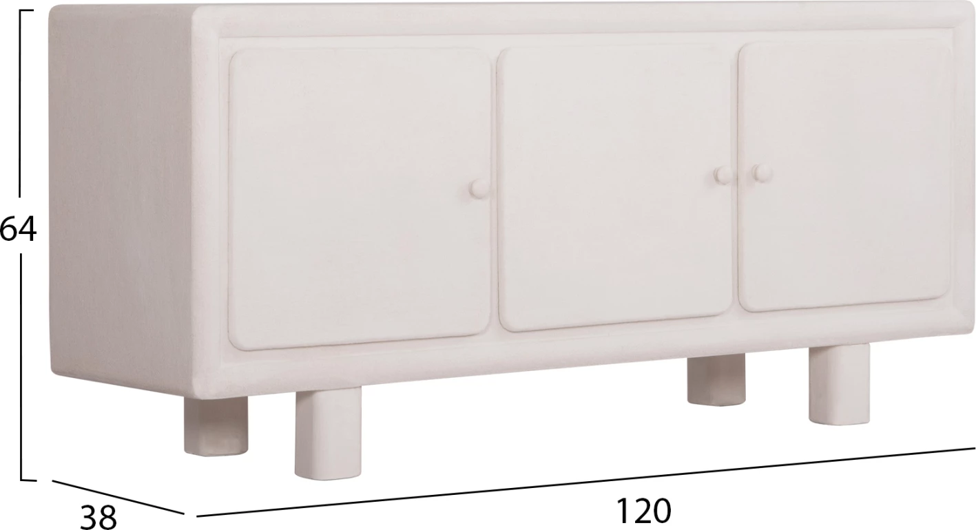 Buffet serija Santorini FH18068 MDF v umazano beli barvi - 3 vrata 140x38x64H cm