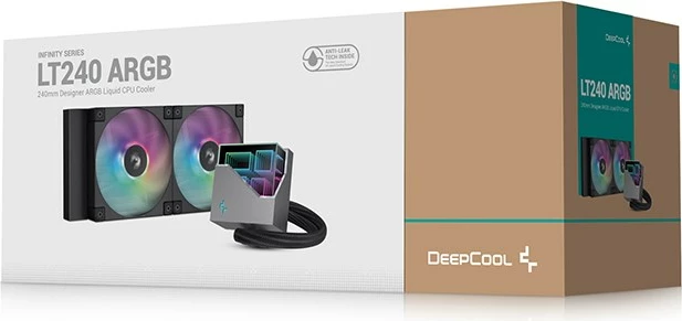Vodno hlajenje za procesor DeepCool LT240, 2x12 cm, črn