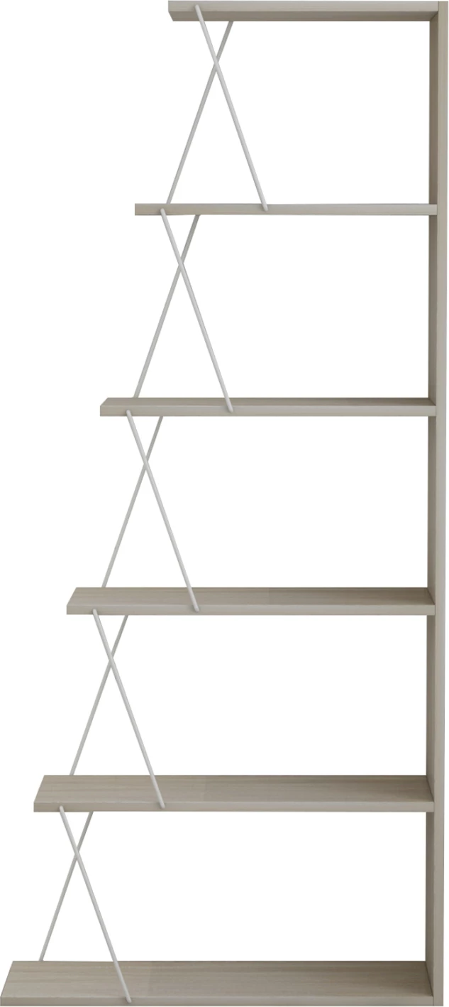 Mini knjižna omara TARS FH2241.11 sonoma melamin-bela kovinske palice 65x22-24x146Hcm