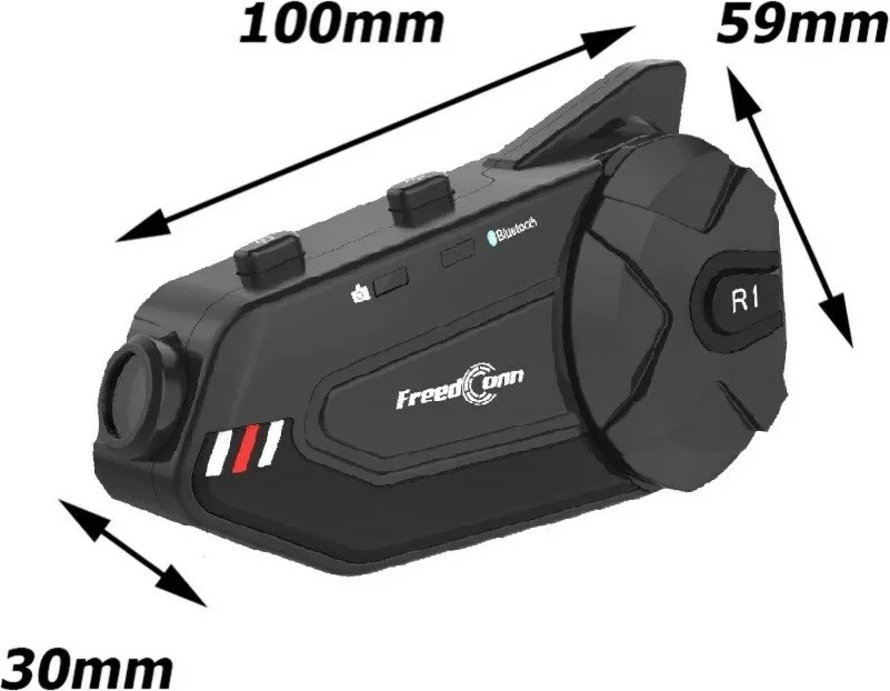 Interkom za motor FreedConn R1 PLUS E, Bluetooth 5.0, 1080p, črn