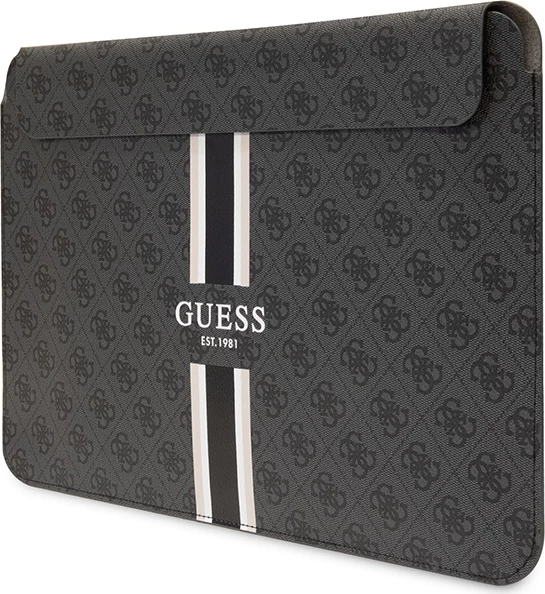 Ovitek za prenosnik Guess 4G Printed Stripes, do 14\", eko usnje, črn