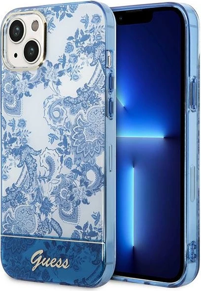 Ovitek Porcelain Collection za iPhone 14 Plus 6,7", Guess, moder