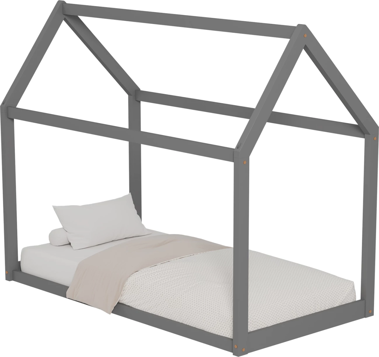 Postelja za otroke PEPE FH677.05 t.MONTESSORI iz masivnega borovega lesa v sivi barvi - 190x90cm