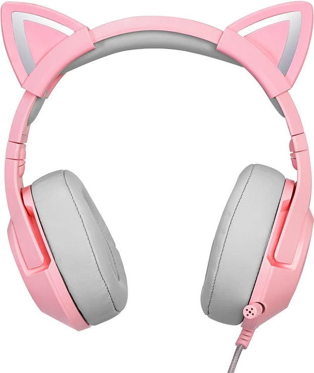 Gaming slušalke z mačjimi ušesi ONIKUMA K9, z mikrofonom, RGB, 3,5 mm, rožnate