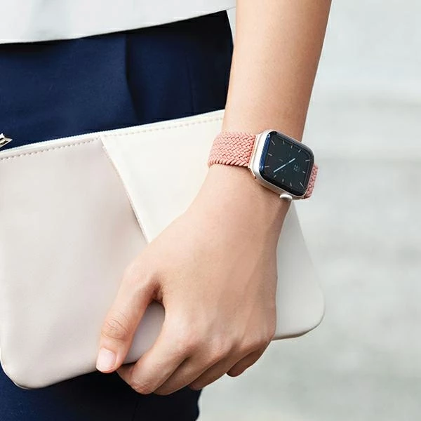 Pašček za Apple Watch UNIQ Aspen, tkanina Weavex, 42/44/45 mm, rožnat